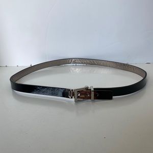Michael Kors Black Leather Belt with Silver Buckle (Size S)
